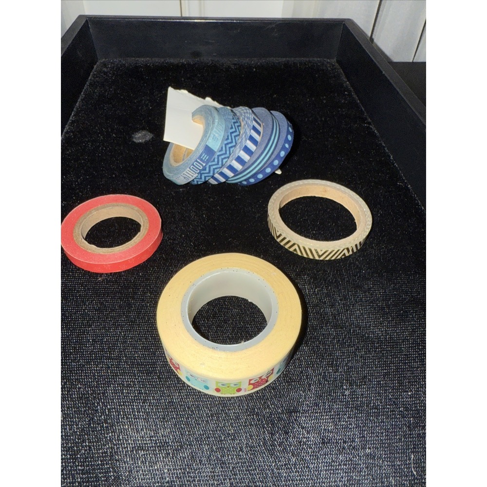 Lot of 8 Rolls Mixed Washi Tapes‎ Owls Blue  Green Silver Etc.  3884
